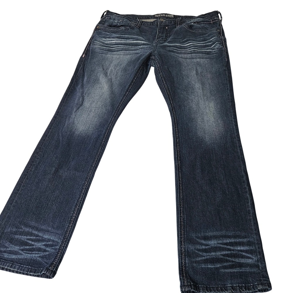 Affliction Gage Jeans Mens 40x34 Blue Excellent Bootcut Dark.WashY2K Denim